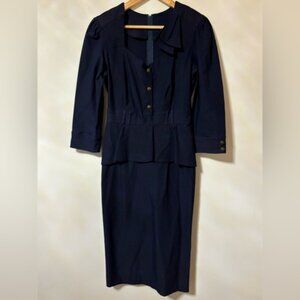 LAURA Gorgeous Blue & White Polka Dot Over Layers Skirt Dress Size 12.